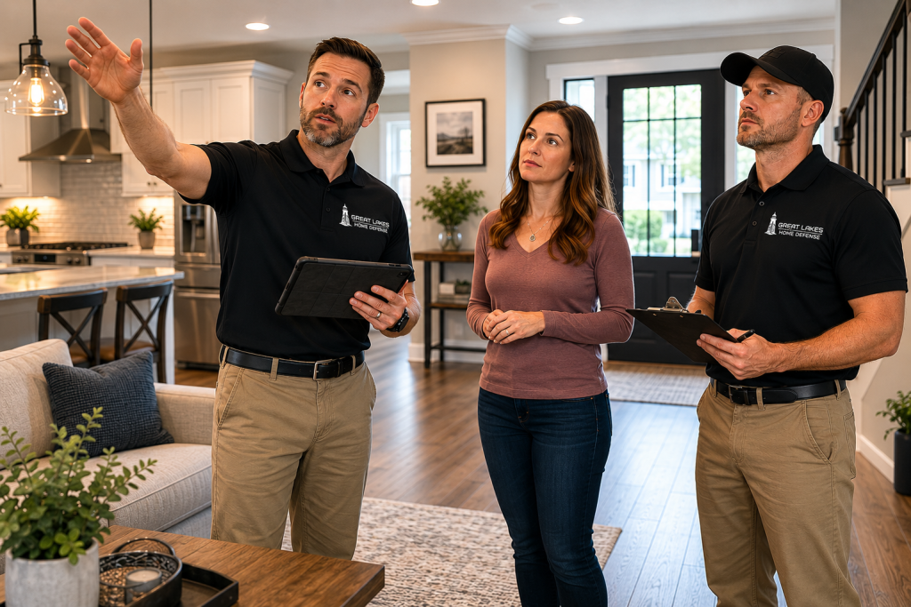 Home defense experts performing a walk-through SWOT analysis